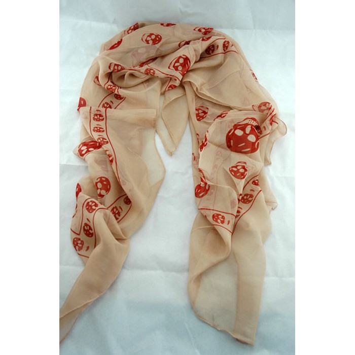 Silkaline skull scarf - peachy skin and red